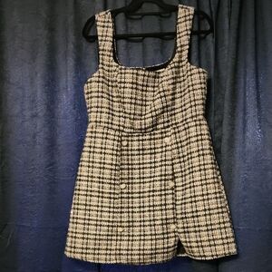 Francesca's Collections Black and Cream Tweed Mini Dress